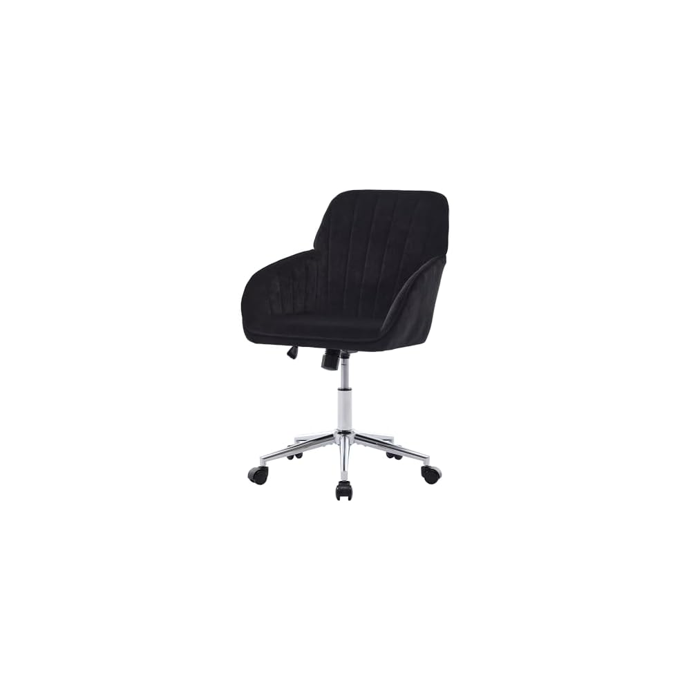 Adjustable Office Chair, Ergonomic Swivel Chair with Backrest, Comfortable Velvet Cushion for Long Sitting, Ideal for Home and Office Use, Black