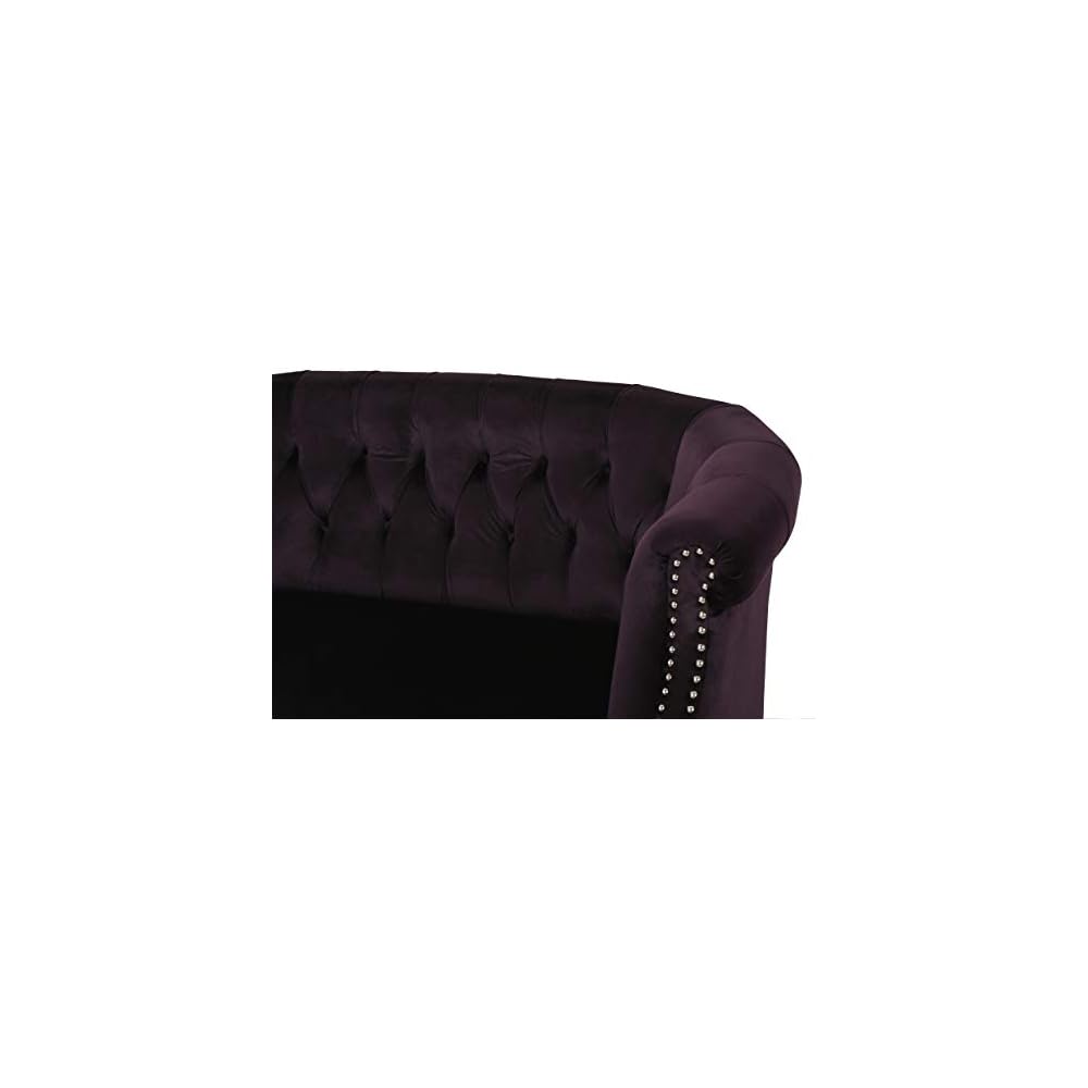 Merax Velvet Chesterfield Loveseat, 2-Seater Tufted Sofa, Black Berry
