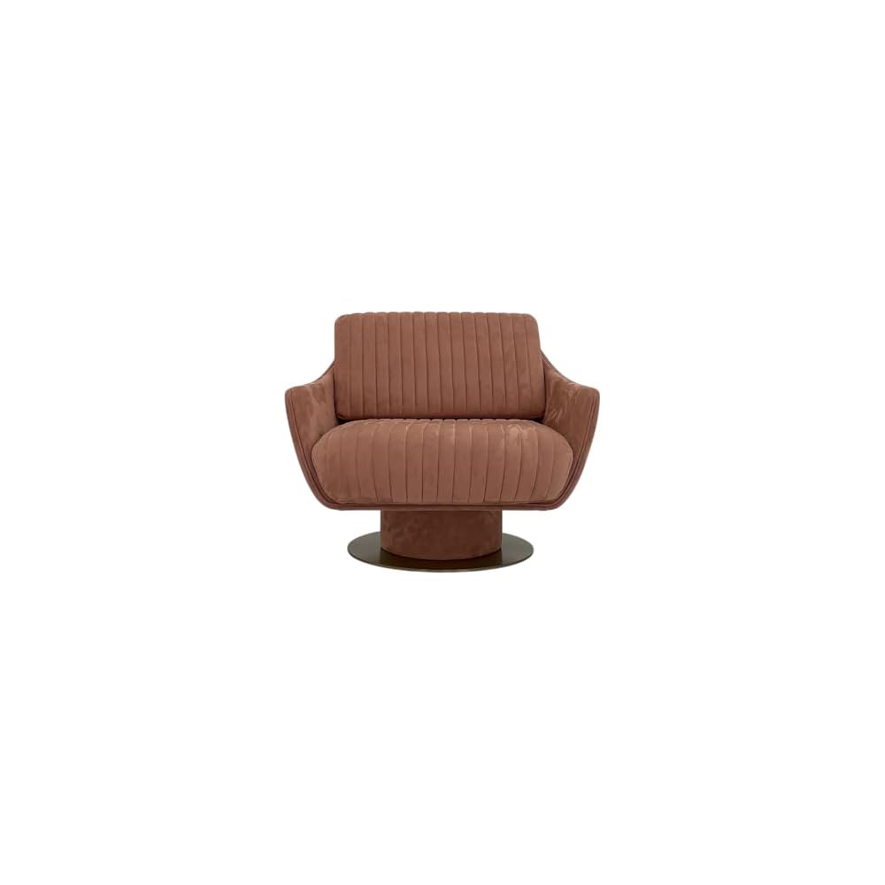 Modern Velvet Accent Chair with Swivel Base, Luxury Tufted Lounge Chair for Living Room, Upholstered Single Sofa Chair with Curved Arms for Bedroom, Office, Reading Nook