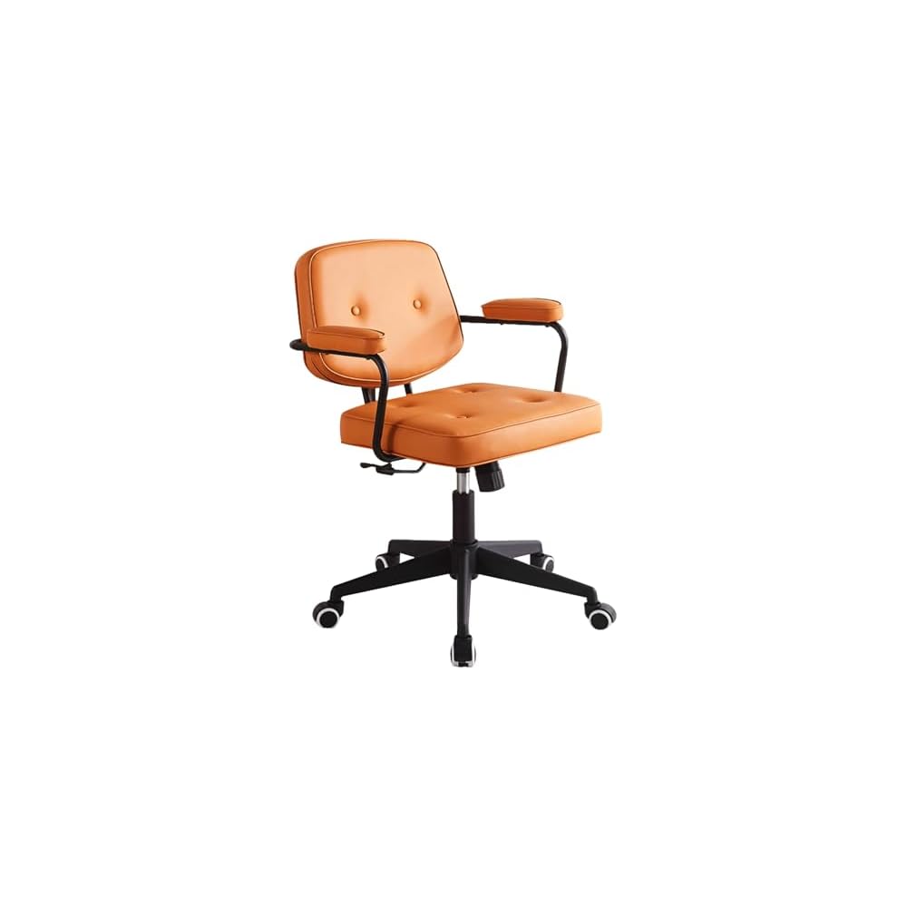 Vanity Chair Office Chair Computer Desk Chairs with Armrest Adjustable with Thick Cushion Tilt Function,Comfort Wide Seat,Easy Assembly with Wheels,for Office and Home Office(Brown1)