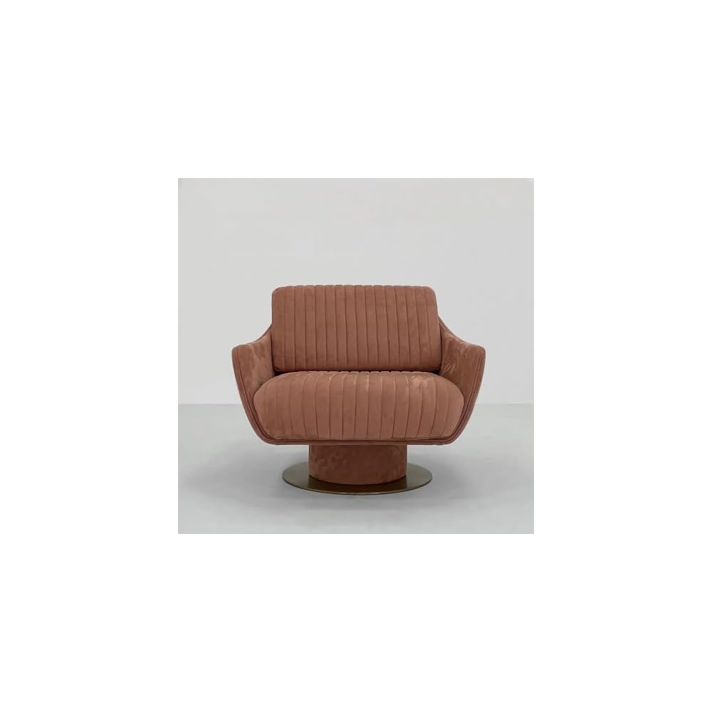 Modern Velvet Accent Chair with Swivel Base, Luxury Tufted Lounge Chair for Living Room, Upholstered Single Sofa Chair with Curved Arms for Bedroom, Office, Reading Nook