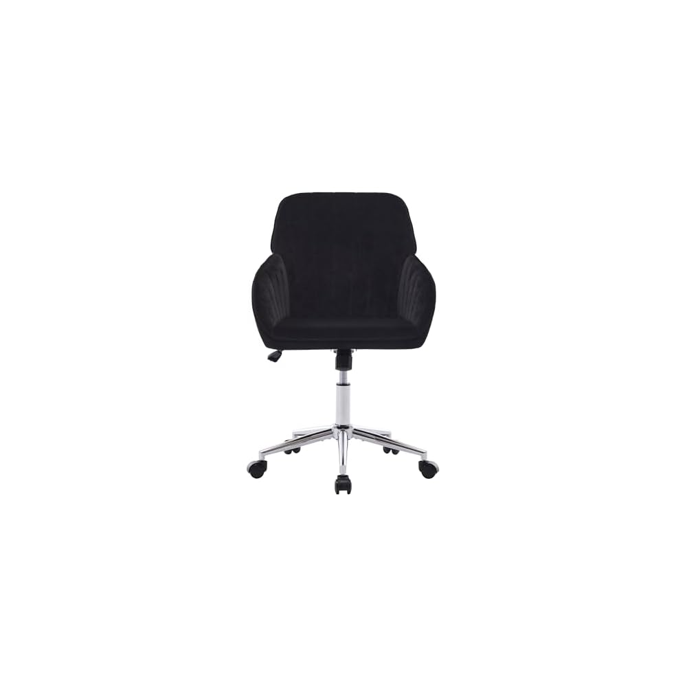 Adjustable Office Chair, Ergonomic Swivel Chair with Backrest, Comfortable Velvet Cushion for Long Sitting, Ideal for Home and Office Use, Black