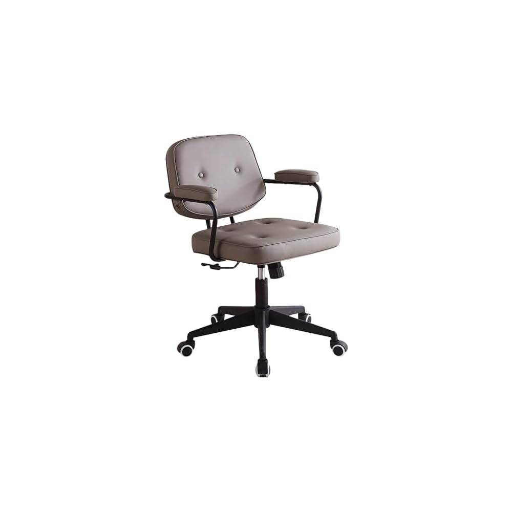 Vanity Chair Office Chair Computer Desk Chairs with Armrest Adjustable with Thick Cushion Tilt Function,Comfort Wide Seat,Easy Assembly with Wheels,for Office and Home Office(Brown1)