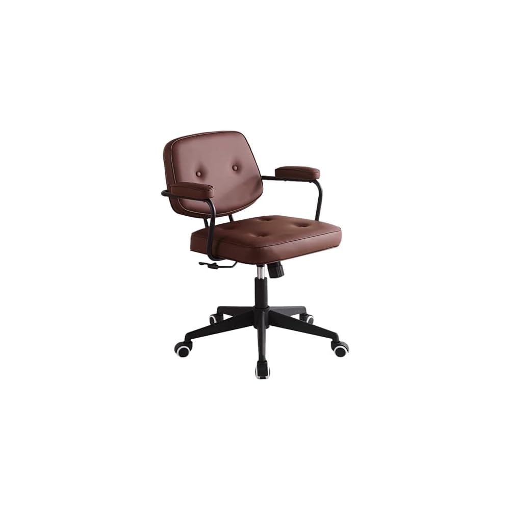 Vanity Chair Office Chair Computer Desk Chairs with Armrest Adjustable with Thick Cushion Tilt Function,Comfort Wide Seat,Easy Assembly with Wheels,for Office and Home Office(Brown1)