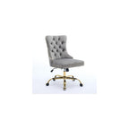 Furniture Office Chair,Modern Velvet Upholstered Tufted Button Home Office Chair with Golden Metal Base,Adjustable Desk Chair Swivel Office Chair (Wine Red),SW1923WR