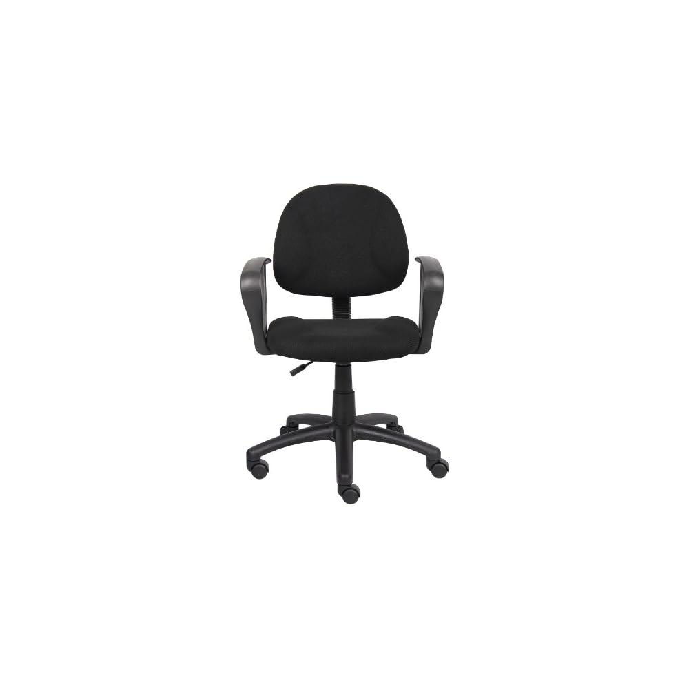 Boss Office Products Perfect Posture Delux Fabric Task Chair with Loop Arms in Black, Low-Back (B317-BK)