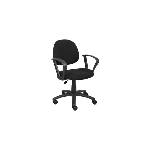 Boss Office Products Perfect Posture Delux Fabric Task Chair with Loop Arms in Black, Low-Back (B317-BK)
