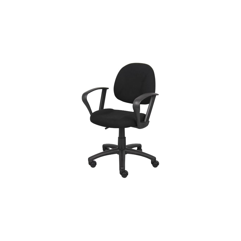 Boss Office Products Perfect Posture Delux Fabric Task Chair with Loop Arms in Black, Low-Back (B317-BK)