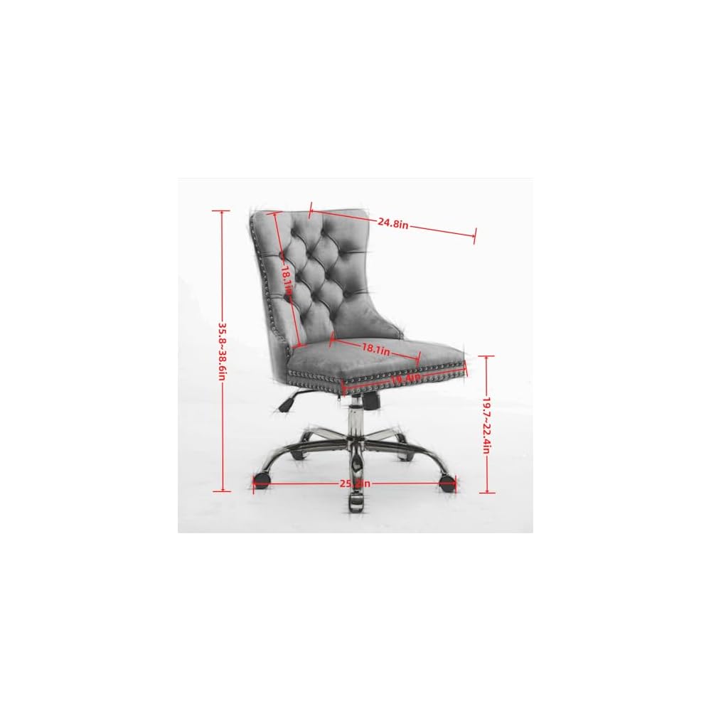 Furniture Office Chair,Modern Velvet Upholstered Tufted Button Home Office Chair with Golden Metal Base,Adjustable Desk Chair Swivel Office Chair (Wine Red),SW1923WR