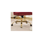 Furniture Office Chair,Modern Velvet Upholstered Tufted Button Home Office Chair with Golden Metal Base,Adjustable Desk Chair Swivel Office Chair (Wine Red),SW1923WR