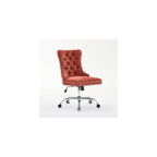 Furniture Office Chair,Modern Velvet Upholstered Tufted Button Home Office Chair with Golden Metal Base,Adjustable Desk Chair Swivel Office Chair (Wine Red),SW1923WR