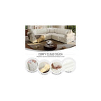 HANXIN 88.2" L-Shaped Sofa Couch with Pull Out Bed, Oversize Convertible Sectional Sleeper Sofa with Nailhead Trim & Rolled Arm, 5 Seat Chenille Upholstered Couches for Living Room(Beige)