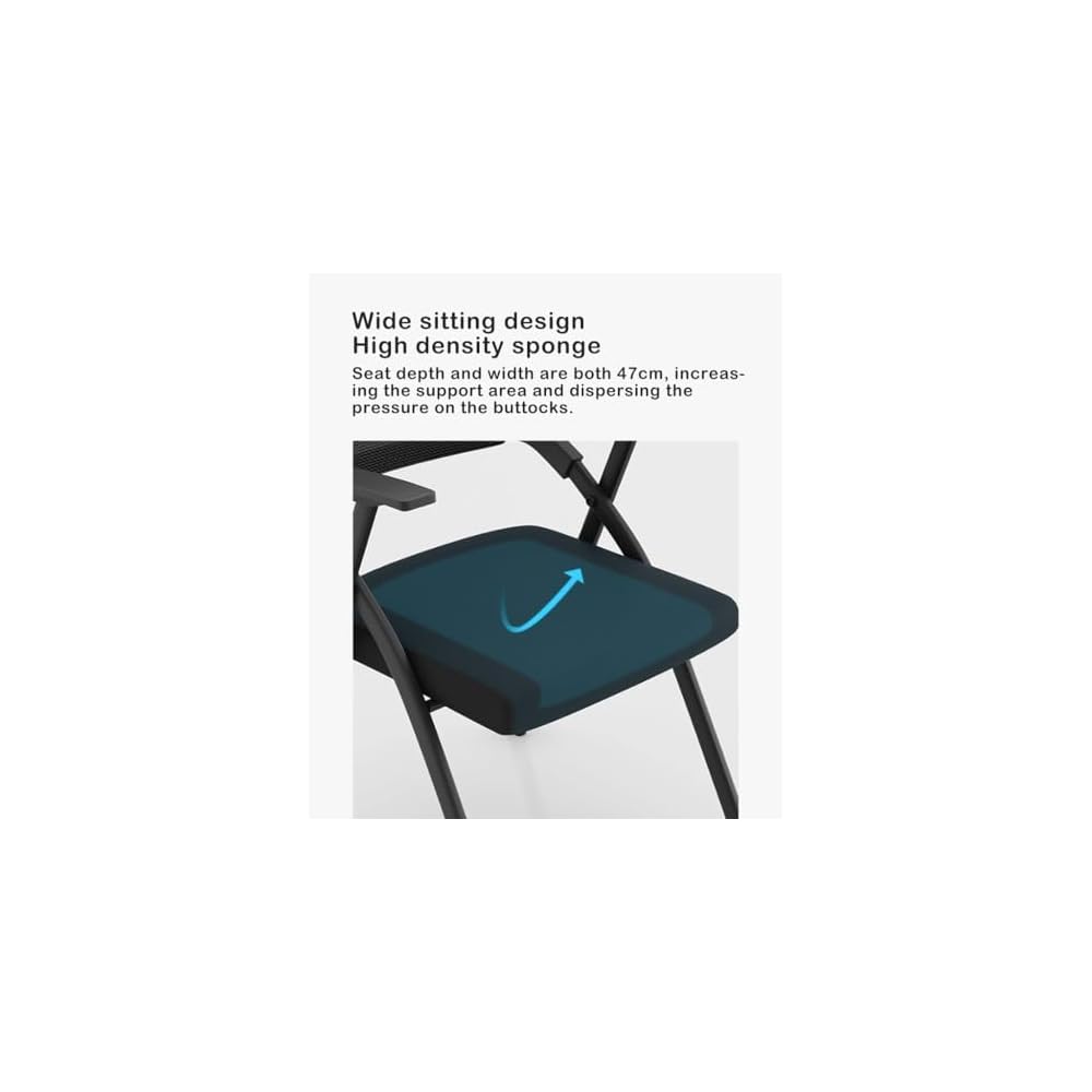 Ergonomic Foldable Office Desk Chair, Lightweight Conference & Meeting Chair, Breathable Wide Seat Training Chair for Home Office & Professional Use