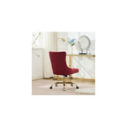 Furniture Office Chair,Modern Velvet Upholstered Tufted Button Home Office Chair with Golden Metal Base,Adjustable Desk Chair Swivel Office Chair (Wine Red),SW1923WR