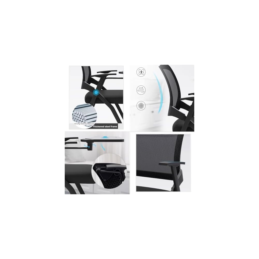 Ergonomic Foldable Office Desk Chair, Lightweight Conference & Meeting Chair, Breathable Wide Seat Training Chair for Home Office & Professional Use