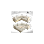 HANXIN 88.2" L-Shaped Sofa Couch with Pull Out Bed, Oversize Convertible Sectional Sleeper Sofa with Nailhead Trim & Rolled Arm, 5 Seat Chenille Upholstered Couches for Living Room(Beige)