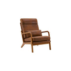 Mid Century Modern Accent Chair with High Back Waist Cushion, Upholstered Living Room Chairs for Reading, Relaxing, Entertaining, Wood Frame Armchair for Bedroom, Sunroom, Balcony (Off-White)