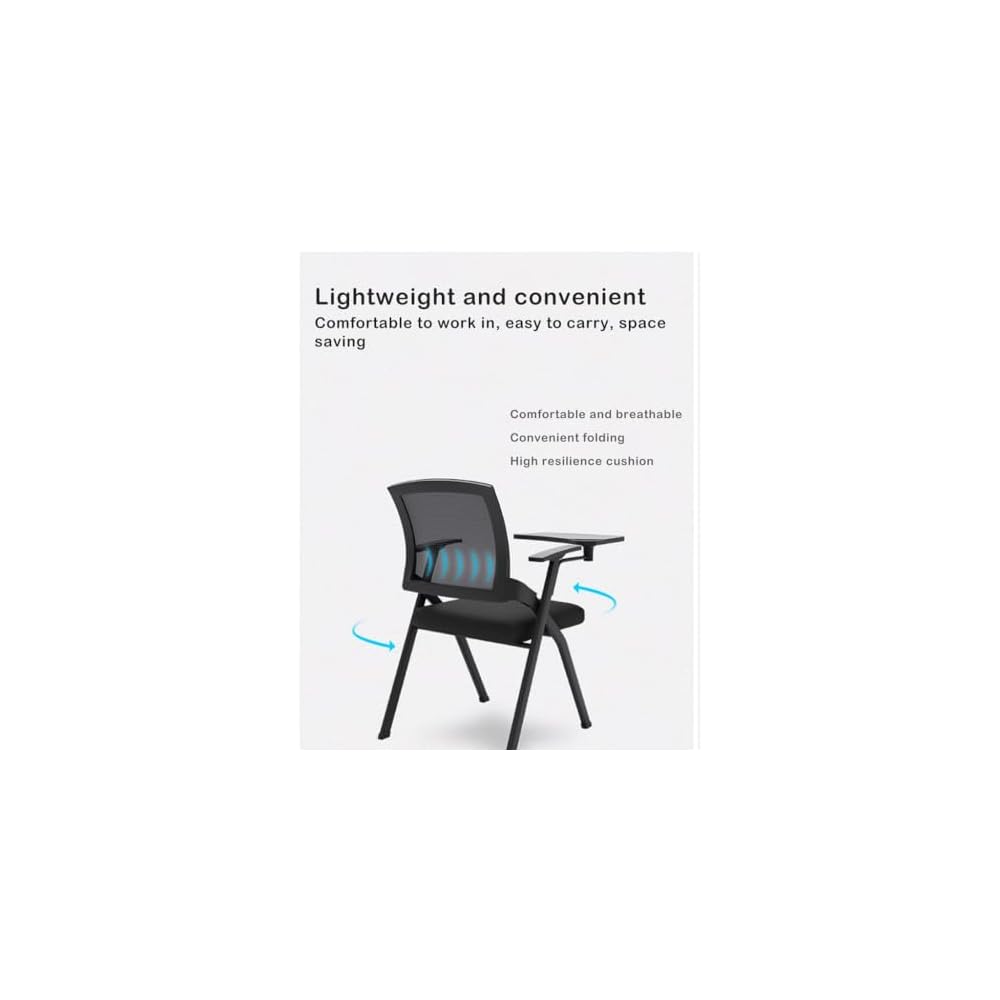 Ergonomic Foldable Office Desk Chair, Lightweight Conference & Meeting Chair, Breathable Wide Seat Training Chair for Home Office & Professional Use