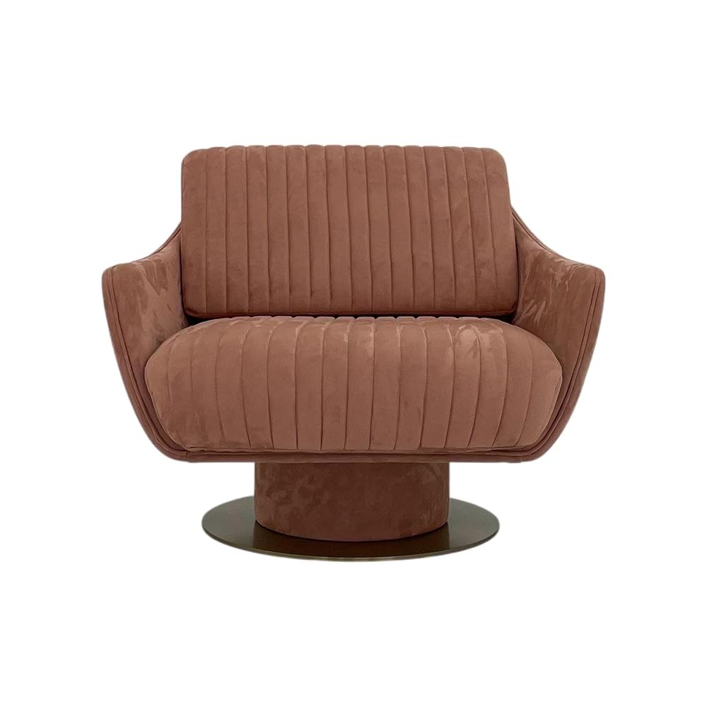 Modern Velvet Accent Chair with Swivel Base, Luxury Tufted Lounge Chair for Living Room, Upholstered Single Sofa Chair with Curved Arms for Bedroom, Office, Reading Nook