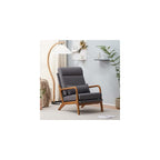 Mid Century Modern Accent Chair with High Back Waist Cushion, Upholstered Living Room Chairs for Reading, Relaxing, Entertaining, Wood Frame Armchair for Bedroom, Sunroom, Balcony (Off-White)