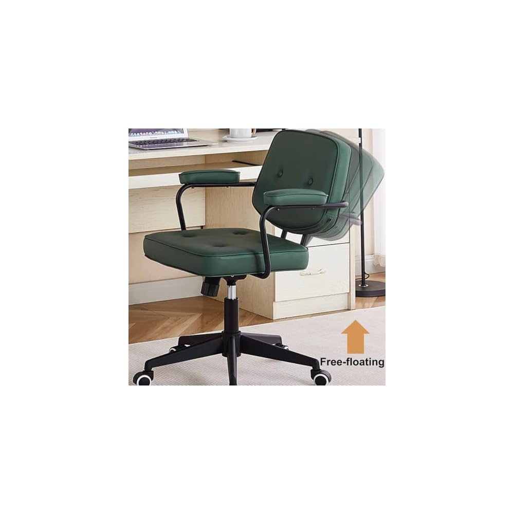 Vanity Chair Office Chair Computer Desk Chairs with Armrest Adjustable with Thick Cushion Tilt Function,Comfort Wide Seat,Easy Assembly with Wheels,for Office and Home Office(Brown1)