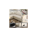 HANXIN 88.2" L-Shaped Sofa Couch with Pull Out Bed, Oversize Convertible Sectional Sleeper Sofa with Nailhead Trim & Rolled Arm, 5 Seat Chenille Upholstered Couches for Living Room(Beige)