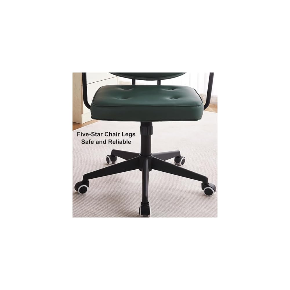 Vanity Chair Office Chair Computer Desk Chairs with Armrest Adjustable with Thick Cushion Tilt Function,Comfort Wide Seat,Easy Assembly with Wheels,for Office and Home Office(Brown1)