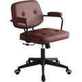 Vanity Chair Office Chair Computer Desk Chairs with Armrest Adjustable with Thick Cushion Tilt Function,Comfort Wide Seat,Easy Assembly with Wheels,for Office and Home Office(Brown1)