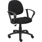 Boss Office Products Perfect Posture Delux Fabric Task Chair with Loop Arms in Black, Low-Back (B317-BK)