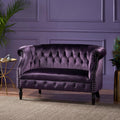 Merax Velvet Chesterfield Loveseat, 2-Seater Tufted Sofa, Black Berry